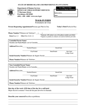 Rhode Island Child Support Appointment Request Form