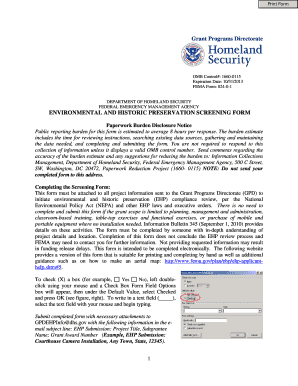 Environmental and Historic Preservation Screening Form