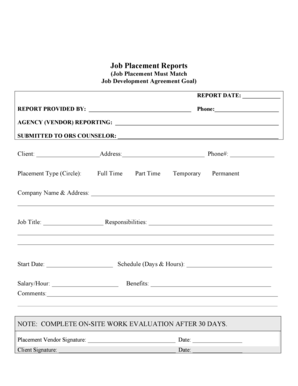 Job Placement Report Form
