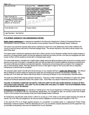 Kenosha County Septic Maintenance Agreement