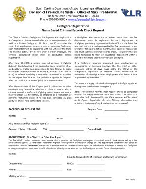 South Carolina Firefighter Registration Form
