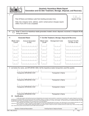 Quarterly Hazardous Waste Report