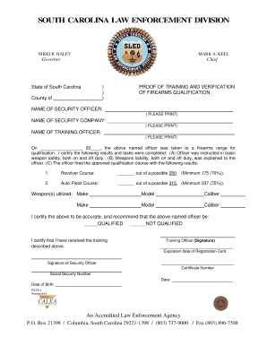South Carolina Firearms Qualification Form