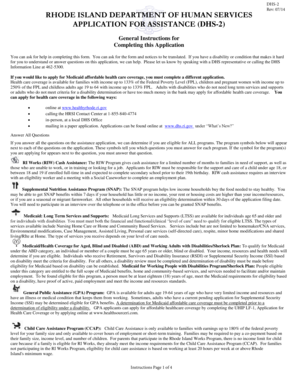 Rhode Island DHS-2 Application for Assistance