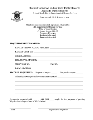Request to Inspect and/or Copy Public Records