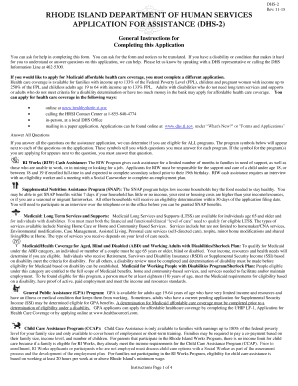 Rhode Island DHS-2 Application for Assistance