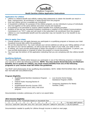 South Carolina Lifeline Application Form
