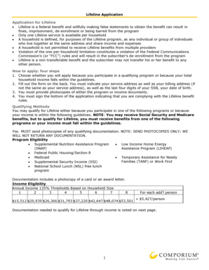 Lifeline Application Form