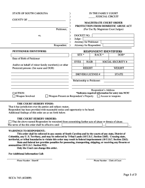 South Carolina Domestic Abuse Protection Order