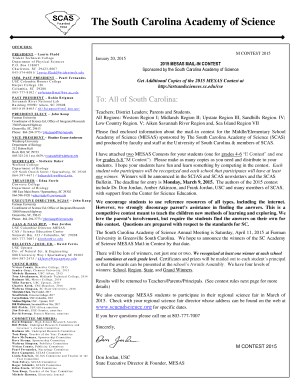 South Carolina MESAS Mail-In Contest Form