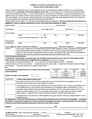 Farmers Telephone Cooperative Lifeline Enrollment Form