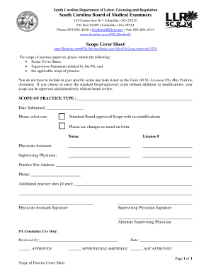 South Carolina Scope of Practice Approval Form