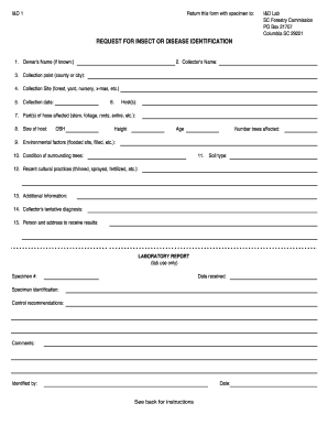 Insect and Disease Specimen Collection Form