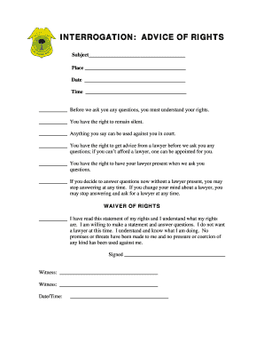 Miranda Rights Waiver Form