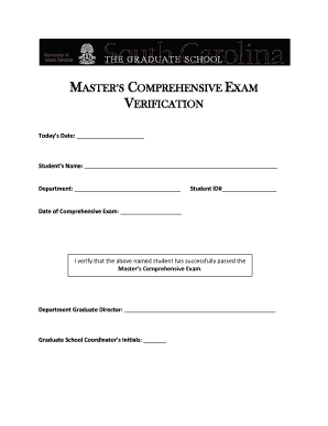 Master's Comprehensive Exam Verification