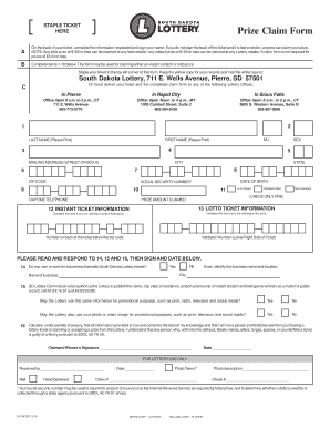 South Dakota Lottery Prize Claim Form