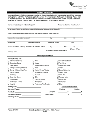 Santee Cooper Commercial Prescriptive Rebate Application