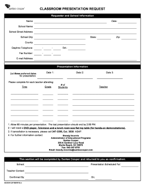 Classroom Presentation Request Form