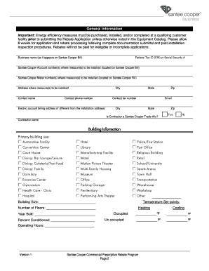 Santee Cooper Commercial Prescriptive Rebate Application