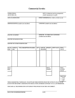 Commercial Invoice for International Shipments