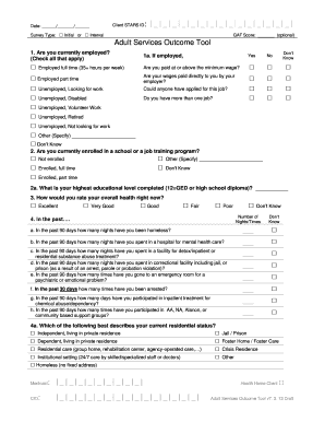 Adult Services Outcome Tool