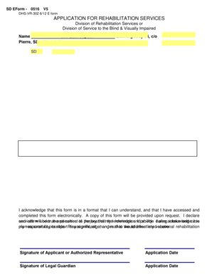 South Dakota Application for Rehabilitation Services
