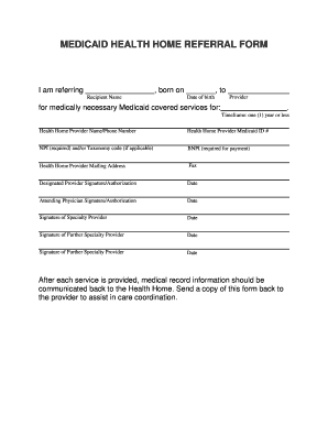 Medicaid Health Home Referral Form