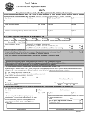 South Dakota Absentee Ballot Application Form