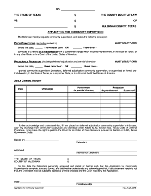 Texas Application for Community Supervision