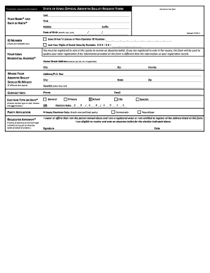 Iowa Absentee Ballot Request Form