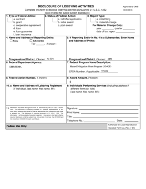 Disclosure of Lobbying Activities