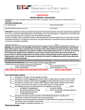 South Dakota Driver Medical Evaluation