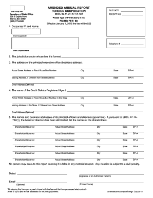 Amended Annual Report for Foreign Corporation