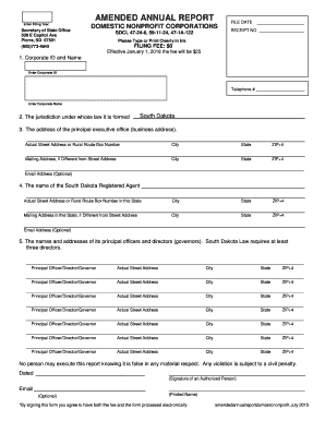 Amended Annual Report for Domestic Nonprofit Corporations