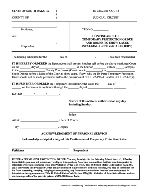 South Dakota Temporary Protection Order Continuance