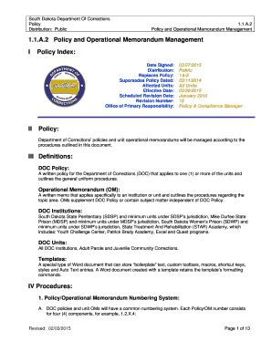 Fillable Online Policy and Operational Memorandum Management Fax Email ...