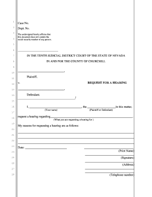 Request for Hearing Form
