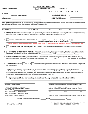 Texas Eviction Petition Form