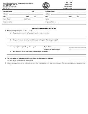 South Carolina Request to Waive Appeal Filing Fee