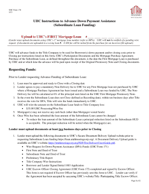 UHC Form 170 - Advance Down Payment Assistance