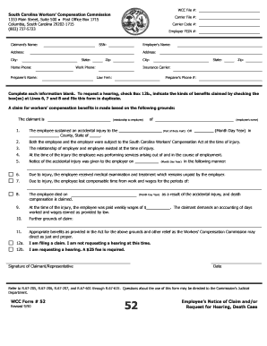 South Carolina Workers' Compensation Claim Form