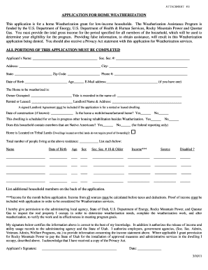 Application for Home Weatherization
