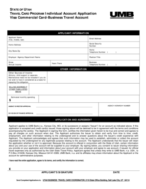 Utah Business Travel Card Application