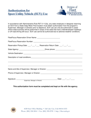 Authorization for Sport Utility Vehicle Use