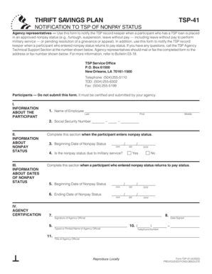 TSP-41 Nonpay Status Notification