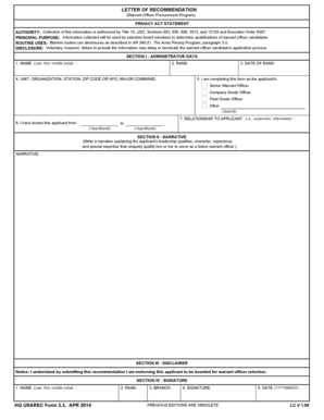 Warrant Officer Procurement Program Recommendation Letter