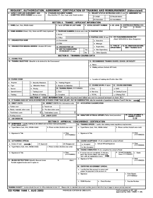 Request Authorization Agreement Certification of Training and Reimbursement