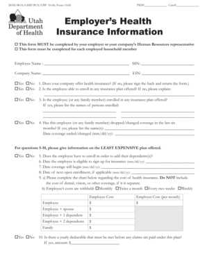 Employer Health Insurance Information Form