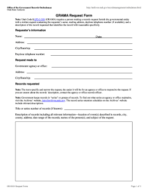 Utah GRAMA Request Form