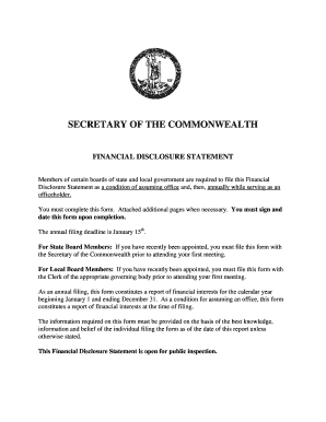 Virginia Financial Disclosure Statement